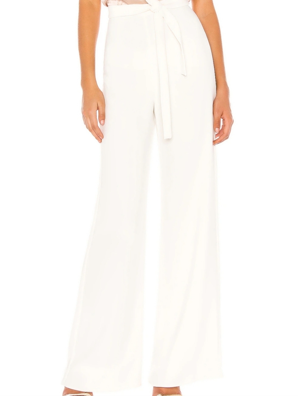 Amanda Uprichard Wide Leg Tie-Waist Pants in White